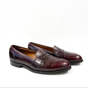 Alden Burgundy Half Strap Derby Penny Loafers